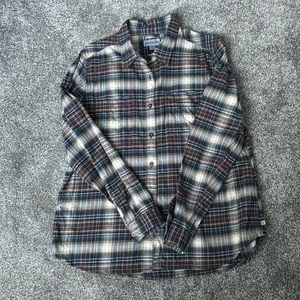 Carhardtt womens flannel top. Brown and blue plaid. Worn once. Great condition